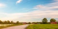 Panoramic image of old wooden farms in Smaland, Sweden Royalty Free Stock Photo