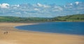 Panoramic image of sand in LLansteffan beach in southern Wales