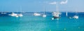 Panoramic image turquoise bay of Las Salinas