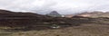 Panoramic image. Typical volcanic landscape in Iceland