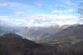 Panoramic image of Valcamonica with Lake Iseo and in the background the snow-capped mountains - Brescia - Italy 04 Royalty Free Stock Photo