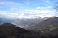 Panoramic image of Valcamonica with Lake Iseo and in the background the snow-capped mountains - Brescia - Italy 05