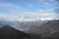 Panoramic image of Valcamonica with Lake Iseo and in the background the snow-capped mountains - Brescia - Italy 07 Royalty Free Stock Photo