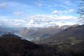 Panoramic image of Valcamonica with Lake Iseo and in the background the snow-capped mountains - Brescia - Italy 12