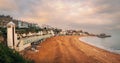 Panoramic image of Viking Bay, Broadstairs, UK on a mild winter day. The elevator shaft to the beach