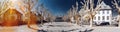 Panoramic infrared view of city place with beautiful trees