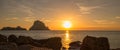 Panoramic of the island of Es Vedra at sunset, Ibiza Royalty Free Stock Photo