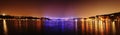 Panoramic Istanbul Bosporus bridges at night, Istanbul, Turkey Royalty Free Stock Photo