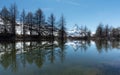 Panoramic lake with Matterhorn mountain, Swiss Alps in Zermatt, Switzerland