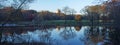 Panoramic lake with reflections, Central Park Autumn, New York Royalty Free Stock Photo