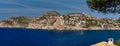 Panoramic landscape of Andratx hillside town. Majorca Island, Baleares, Spain Royalty Free Stock Photo