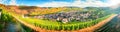 Panoramic landscape with autumn vineyards. Mosel, Germany