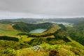 Panoramic landscape from Azores lagoons. Royalty Free Stock Photo