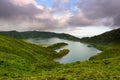 Panoramic landscape from Azores lagoons. Fogo Lagoon.