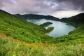 Panoramic landscape from Azores lagoons