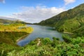 Panoramic landscape from Azores lagoons. Royalty Free Stock Photo