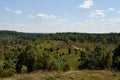 Panoramic landscape at basin Totengrund in Luneburg Heath Royalty Free Stock Photo