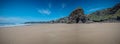 Panoramic view of Bedruthan beach Cornwall England Royalty Free Stock Photo