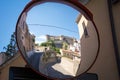 Landscape of the Aragonese-Angevine castle of Gaeta from a mirror. Italy Royalty Free Stock Photo