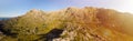 Panoramic landscape. Hairpin turn road between rocky mountains. Way to Sa Calobra beach, Mallorca, Balearic Islands