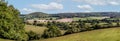 Panoramic landscape looking towards Cley Hill in Wiltshire