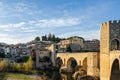 Medieval village and castle in Besalu, Costa Brava, Spain. Besalu is a famous tourist destination in Spain, South Europe. Nice pla