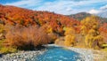Panoramic landscape mountain river valley Royalty Free Stock Photo