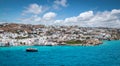 Panoramic landscape of Mykonos Island, Greece.