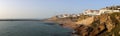 Panoramic landscape of the riverside coast of the village of Ericeira Royalty Free Stock Photo