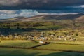 Panoramic landscape, rolling hills and cloudy sky