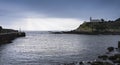 Panoramic landscape at sunset in the bay of Cudillero.