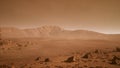 Panoramic landscape on the surface of Mars. 3D Rendering