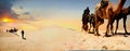 Safari tourism on camels. Sahara desert, Tunisia, North Africa Royalty Free Stock Photo