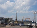 Panoramic landscape of Tulcea harbor, Romania