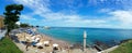 Panoramic landscape of the urban beach of Porto da Barra in Salvador Bahia Brazil