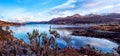 Panoramic landscape with a vast body of water and a mountain range in Kyle of Lochalsh, Scotland, UK Royalty Free Stock Photo