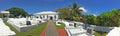 Panoramic landscape view of Arorangi church in Rarotonga Cook Is