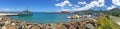 Panoramic landscape view of Avarua harbour in Rarotonga Cook Isl