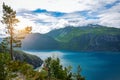 Fjords landscape, lake in Norway. Royalty Free Stock Photo