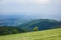 Panoramic landscape view of Beskydy mountains from Loucka in Nydek, Moravian Silesian region, Czech republic, Europe.