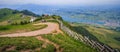 Panoramic Landscape View of Lake Lucerne and mountain ranges from Rigi Kulm viewpoint, Lucerne, Switzerland, Europe Royalty Free Stock Photo