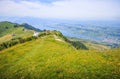 Panoramic Landscape View of Lake Lucerne and mountain ranges from Rigi Kulm viewpoint, Lucerne, Switzerland, Europe Royalty Free Stock Photo