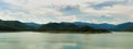 Panoramic landscape view The lake and mountain in the background