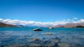 Panoramic landscape view of Lake Tekapo and mountains, New Zealand Royalty Free Stock Photo