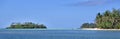 Panoramic landscape view of Muri lagoon from a boat in Rarotonga Cook Islands Royalty Free Stock Photo