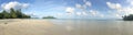 Panoramic landscape view of Muri lagoon at midday in Rarotonga, Royalty Free Stock Photo