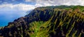 Panoramic landscape view of Na Pali coastline in dramatic style, Kauai, Hawaii Royalty Free Stock Photo