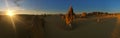 Panoramic landscape view of the Pinnacle desert limestone formations at sunset