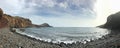 Panoramic landscape view Ponta de Sao Lourenco pebble beach and mountains, Madeira, Portugal Royalty Free Stock Photo