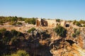 Panoramic landscape view ruins of antique city. Kanlidivane ancient city in Mersin Province